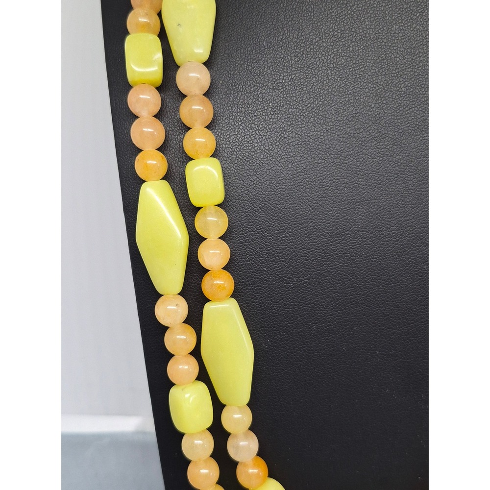Jay King Necklace Lime Green Serpentine Orange Quartzite Long Beaded Strand - Picture 2 of 16